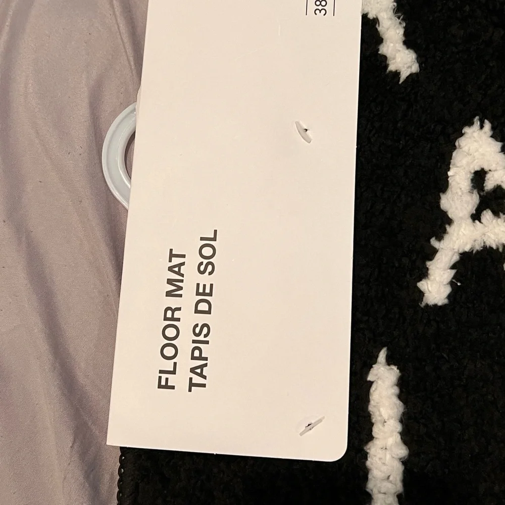 NWT miniso floor mat black and white letters